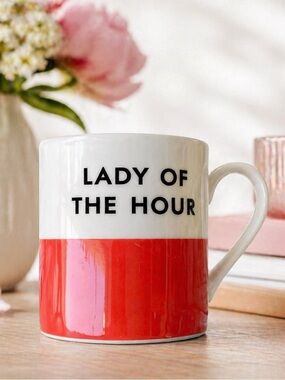 Kate Spade White & Red 'Lady of the Hour' Ceramic Mug w/ box
